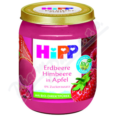 HiPP Jablka s jahodami a malinami BIO 4-6m 160g